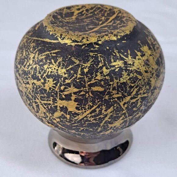 Set of 2 Small Pottery Vases with a Dripped Gold Glazed Rim - Picture 6 of 11
